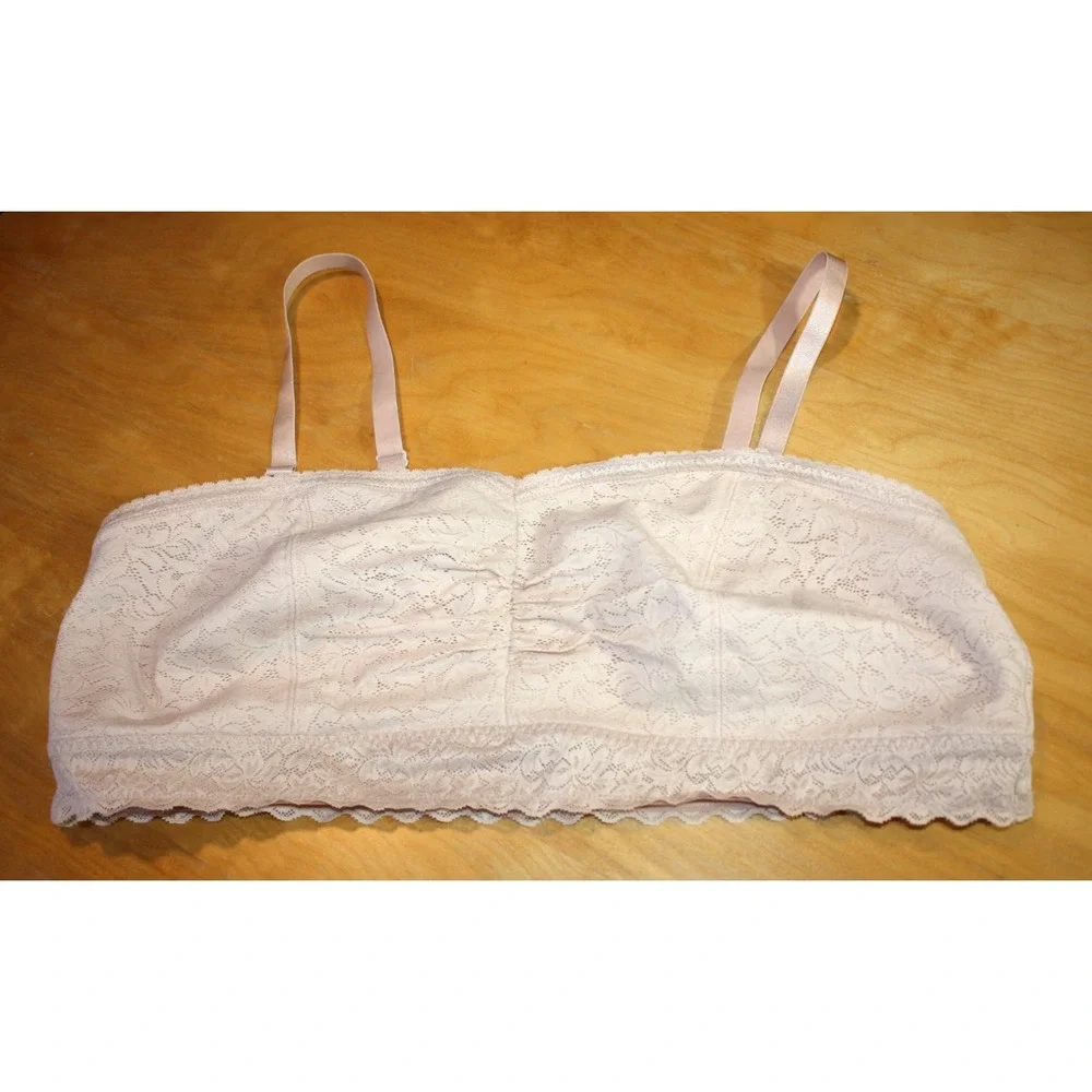 Torrid Lace Bralette 3X Bandeau Silhouette Adjustable Removable Straps Beige Bra